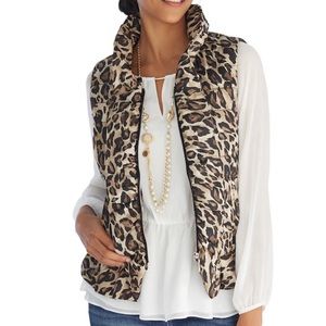 WHBM Leopard Print Packable Puffy Vest NWOT